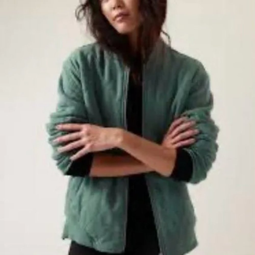 ATHLETA RetroPlush Bomber Jacket Deep Ocean Teal